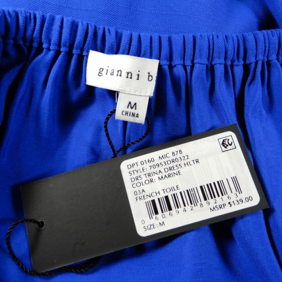 GIANNI BINI Trina Maxi DRESS M L XL Halter Sleeveless Cut Out Tie Back Blue NEW - Picture 5 of 6